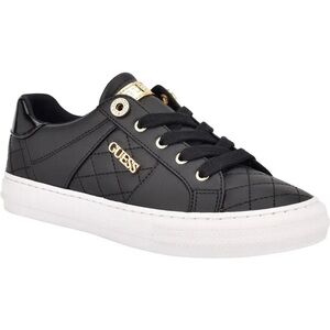 Guess Black Quilted Sneakers with White Sole and Gold Hardware Sz 8.5